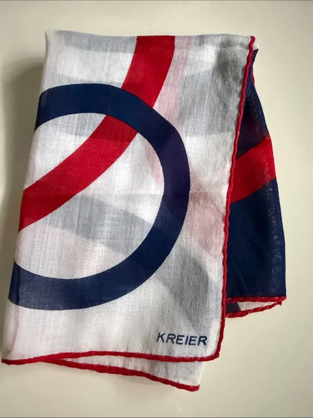 VTG  Kreier Abstract Geometric Print Pocket Square Scarf / Handkerchief Unisex